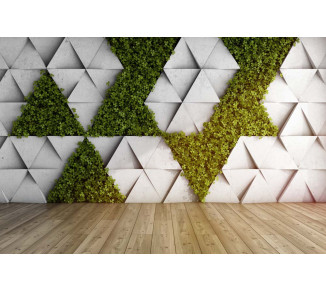 Photo wallpaper Wallstyle 3D wall and greenery 1314074396