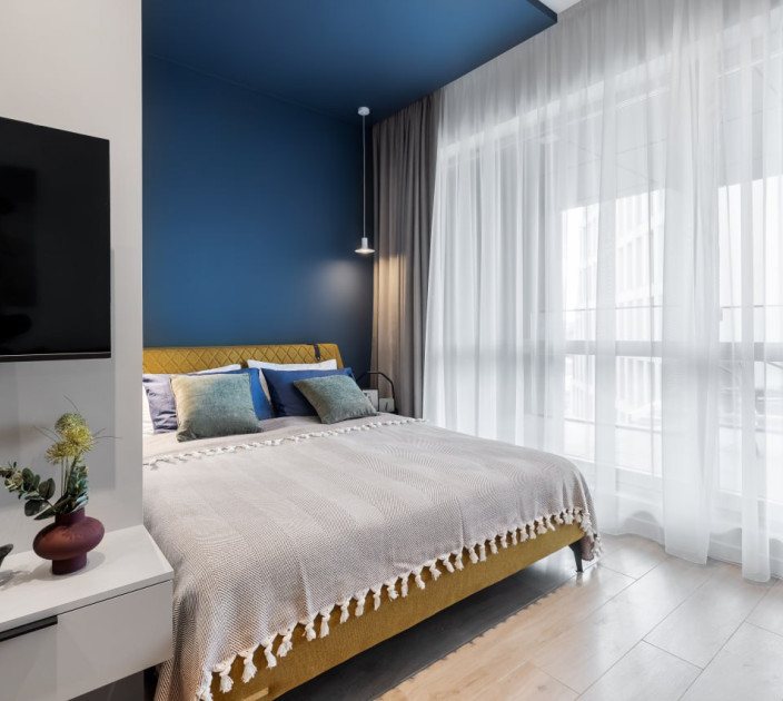 Curtains and tulle for a one-room apartment 20220023
