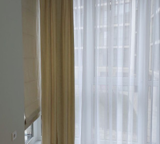 Roman blinds for a panoramic window, straight curtains and tulle 20202254