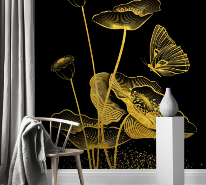 Photo wallpaper Your interior Golden flower 35358
