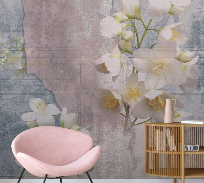 Photo wallpaper Your interior 3D Moldings with flowers 21103