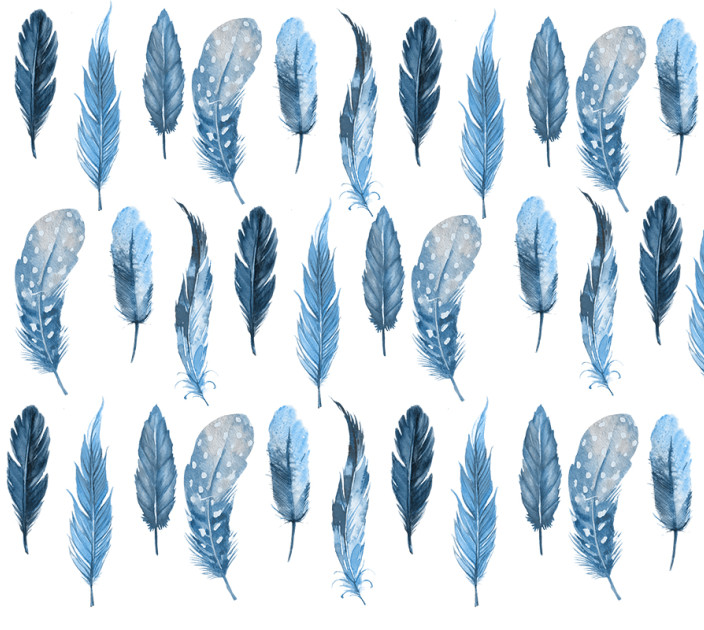 Photo wallpaper Wallstyle Blue feathers 2911020185-2