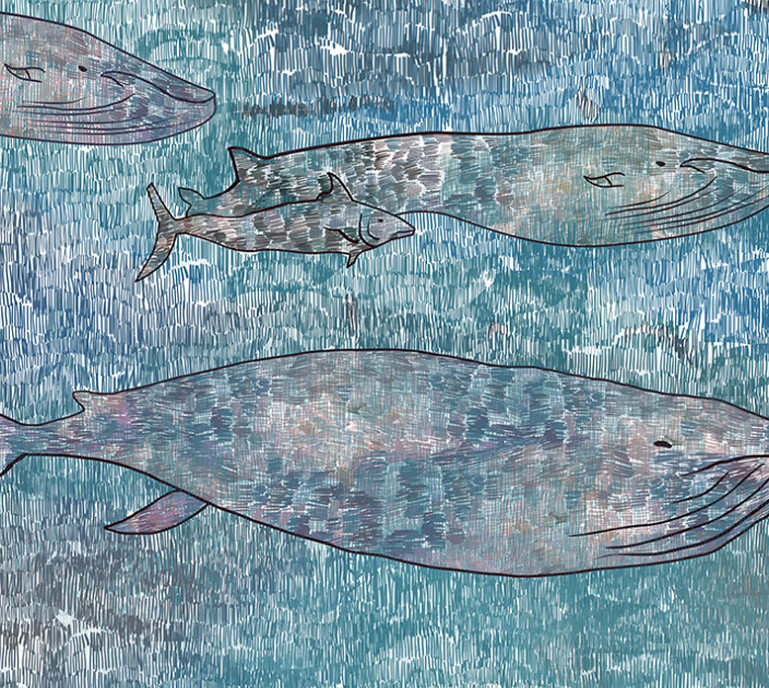 Фотошпалери Wallstyle Акварельні кити 120620182
