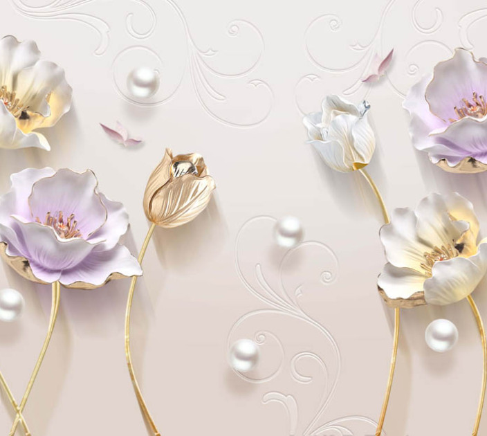 Photo wallpapers Wallstyle Golden flowers 120620181