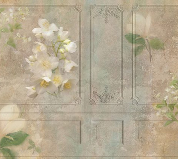 Photo wallpaper Your interior 3D Moldings with flowers 21095