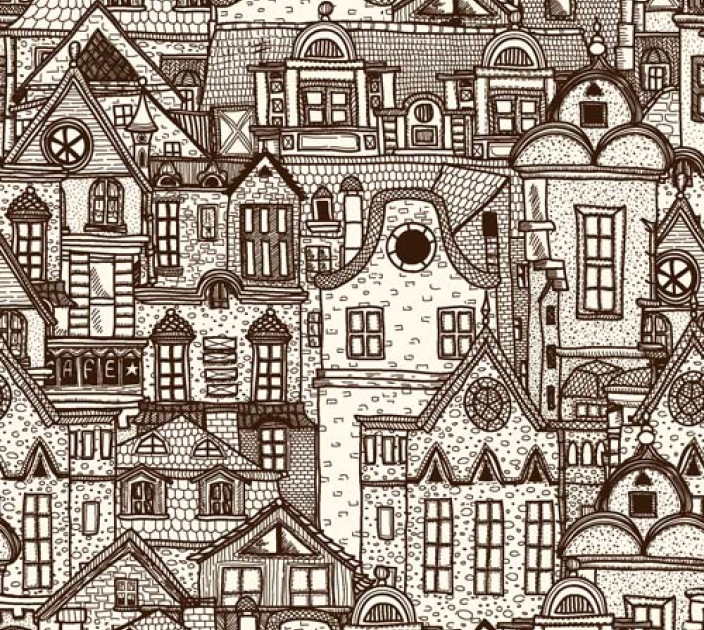 Photo wallpapers Wallstyle pattern houses 11088