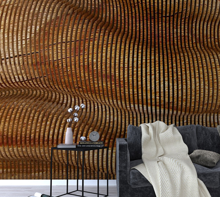 Photo wallpaper Your interior 3D Wooden waves 21312