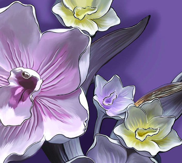 Photo wallpapers Wallstyle Porcelain flowers 6240720191-1