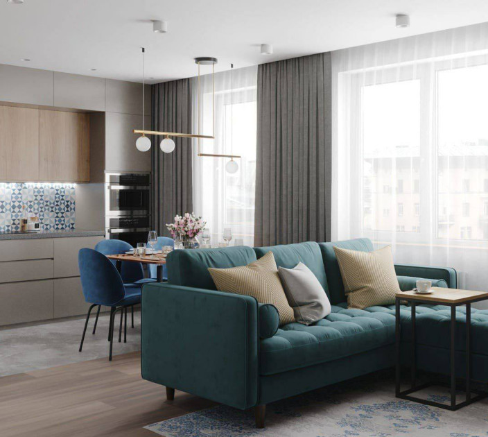 Loft curtains in a studio apartment 20202196