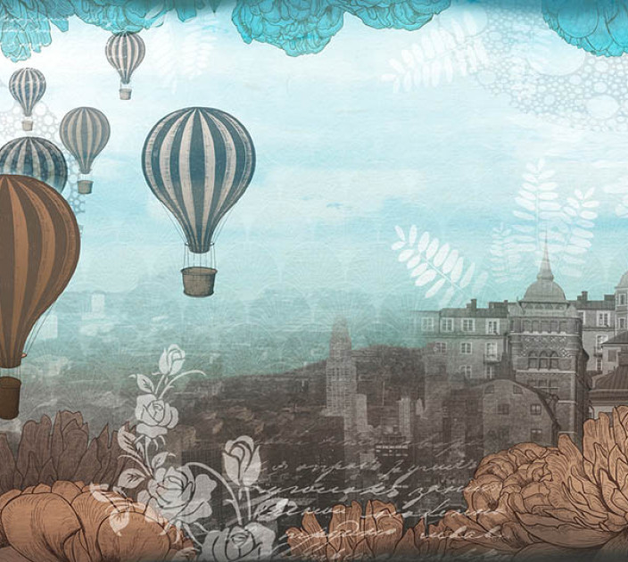 Photo wallpaper Wallstyle Balloons over the city 170720184