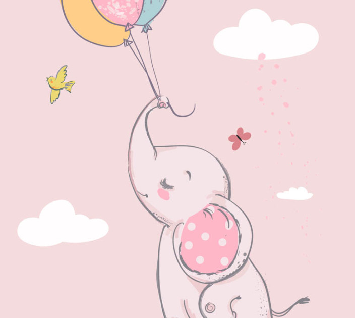 Photo wallpapers Wallstyle Elephant on a balloon 626228180