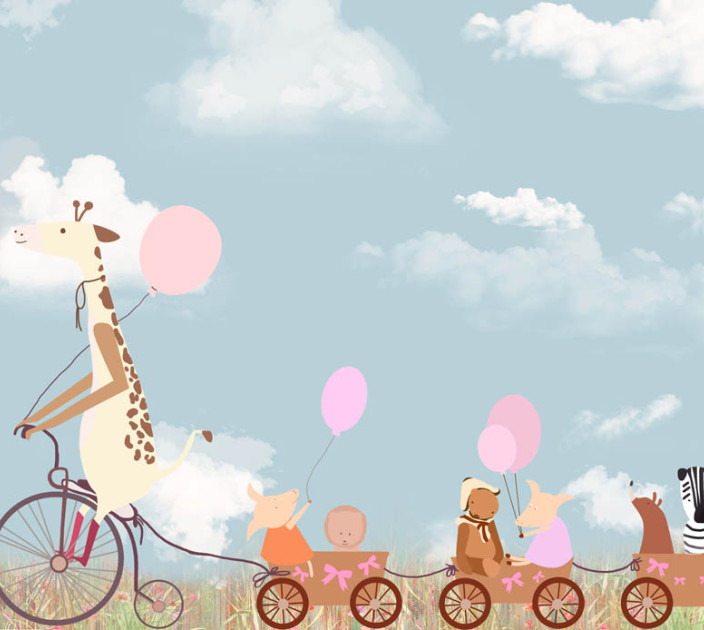 Photo wallpaper Wallstyle Giraffe on a bicycle 130920187