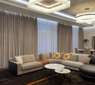 Velvet curtains on a lining in the hall 20202163