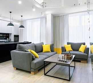 Curtains in the living room with tulle 20202044