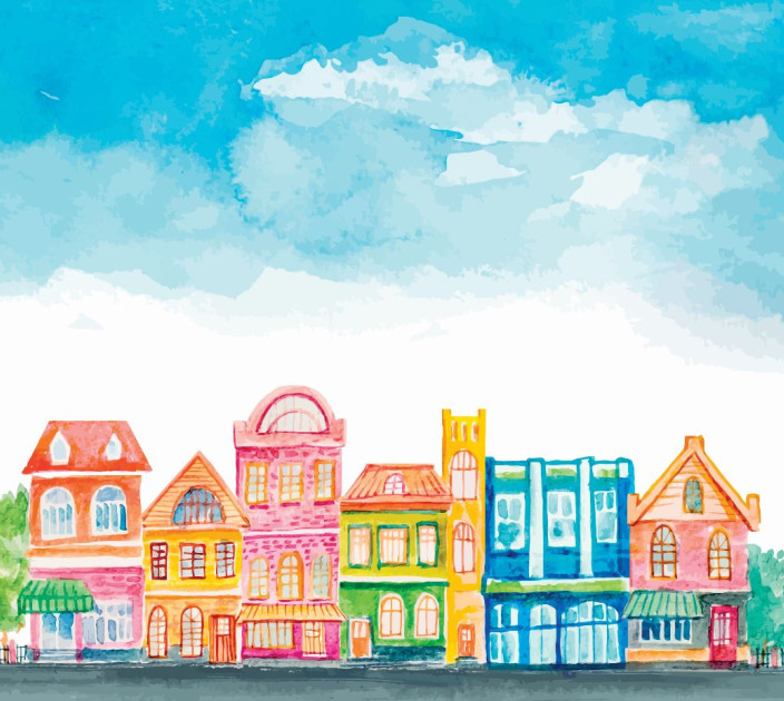 Photo wallpaper Wallstyle Colorful houses 295317539