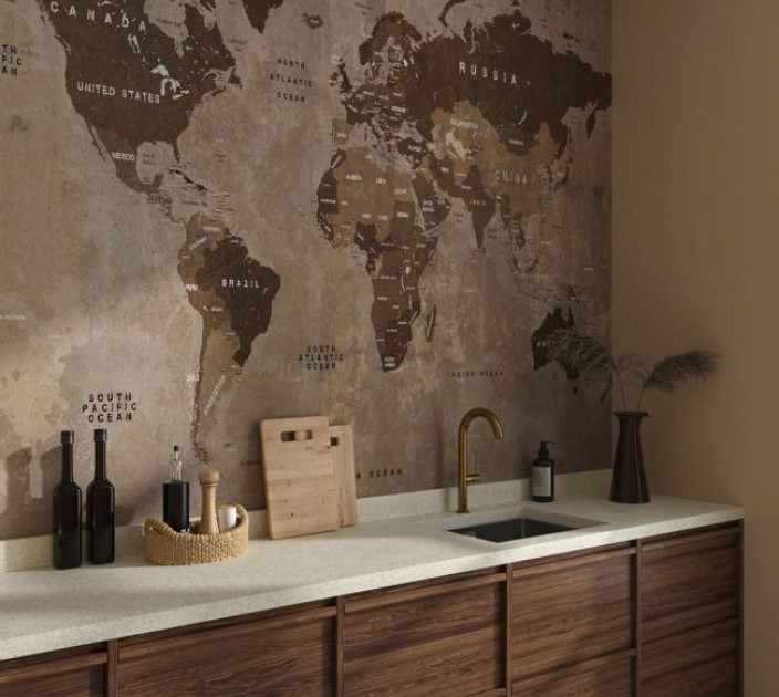 Photo wallpapers Your interior Map brown 21515
