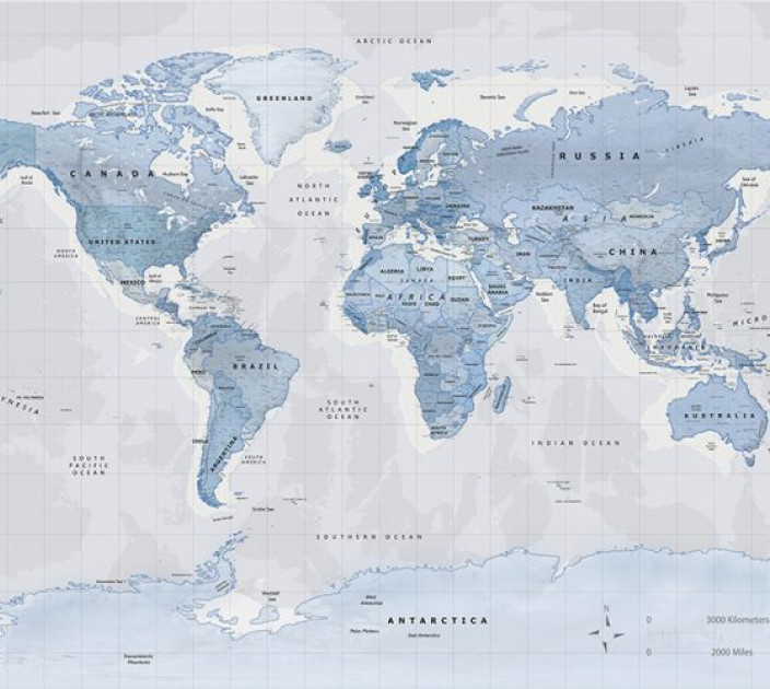 Photo wallpapers Your interior Blue map 20394
