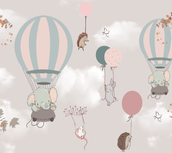 Photo wallpapers Wallstyle Elephants on balloons 8281020191