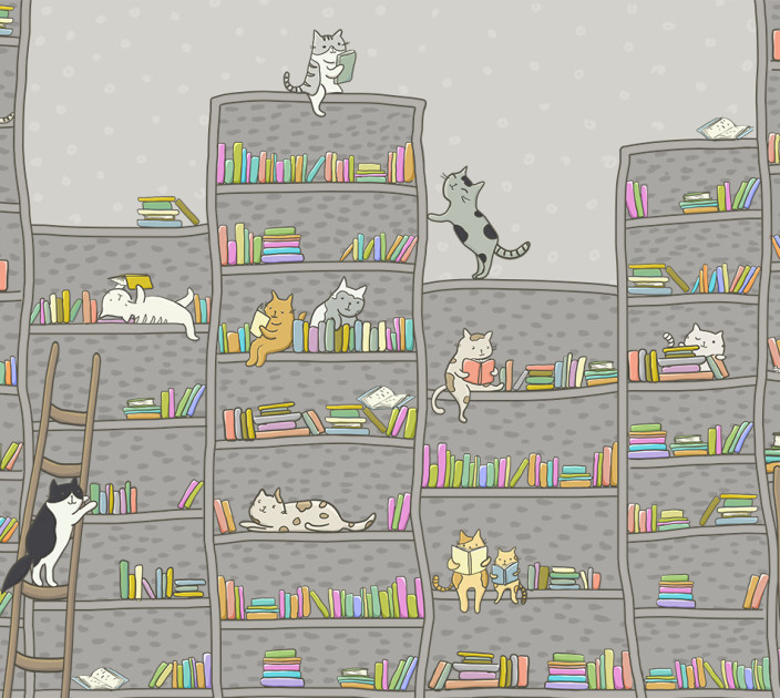 Photo wallpapers Wallstyle Shelves with kittens 171020181-4