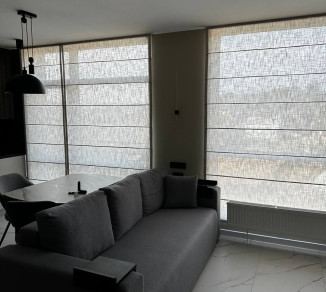 Roman curtains for a panoramic window, linen fabric 20220022