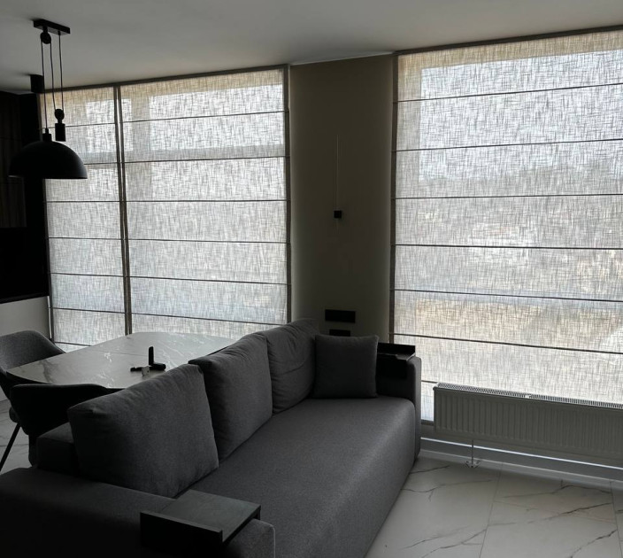 Roman curtains for a panoramic window, linen fabric 20220022