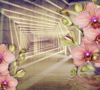 Фотошпалери Wallstyle 3D орхідея в тунелі 2218122019