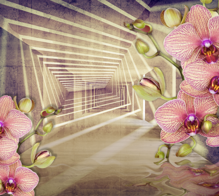 Фотошпалери Wallstyle 3D орхідея в тунелі 2218122019