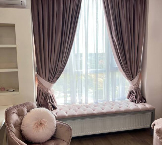 Velvet curtains with feathers on hooks 20202325