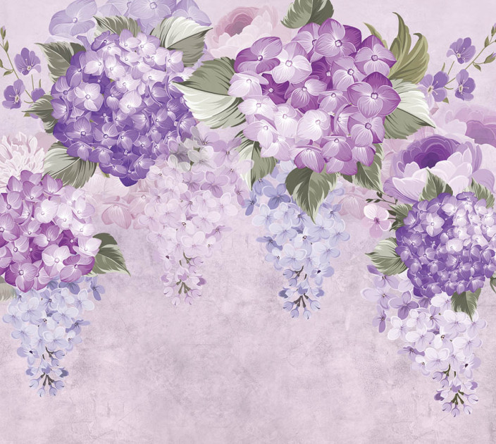 Photo wallpaper Wallstyle Purple hydrangea flowers 5130620197