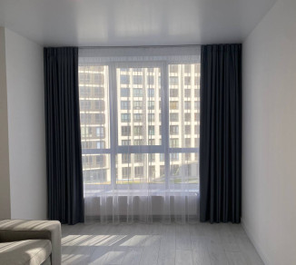 Straight curtains for the living room on panoramic windows 20202302