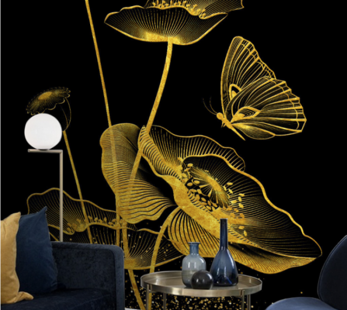Photo wallpaper Your interior Golden flower 35358