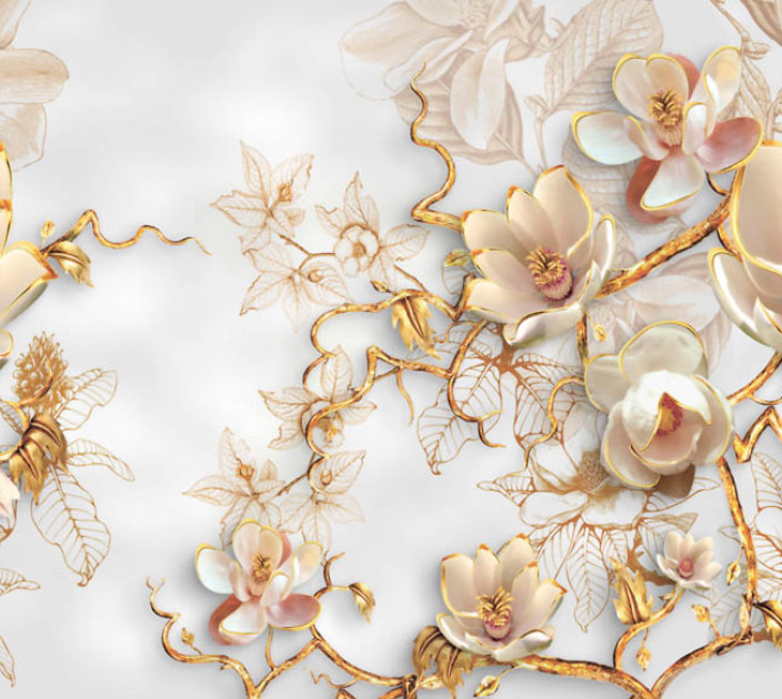 Photo wallpapers Wallstyle Golden branches 70920185